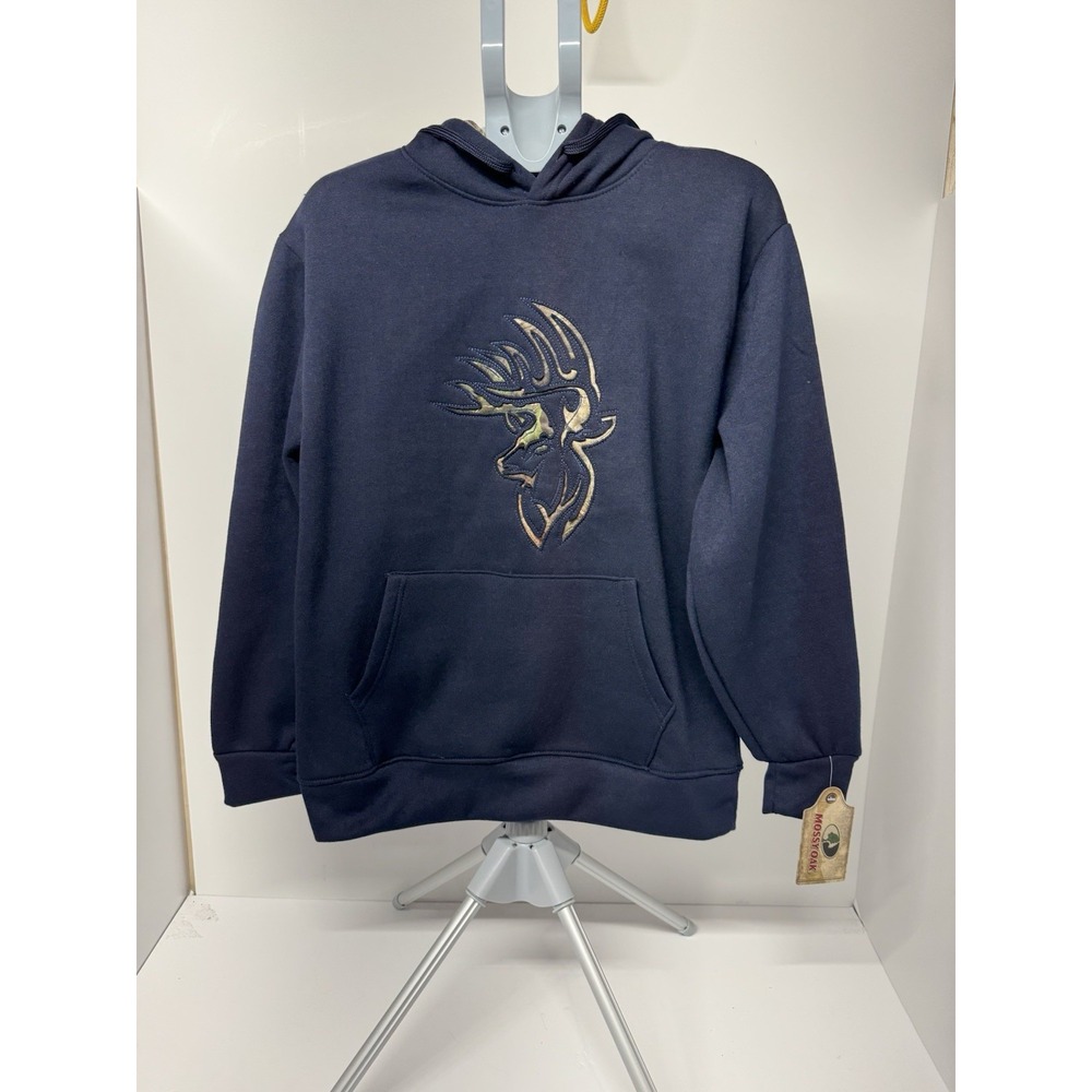 Mossy Oak Hoodie Navy Camo Deer Logo Pullover Sweatshirt NWT Size XL